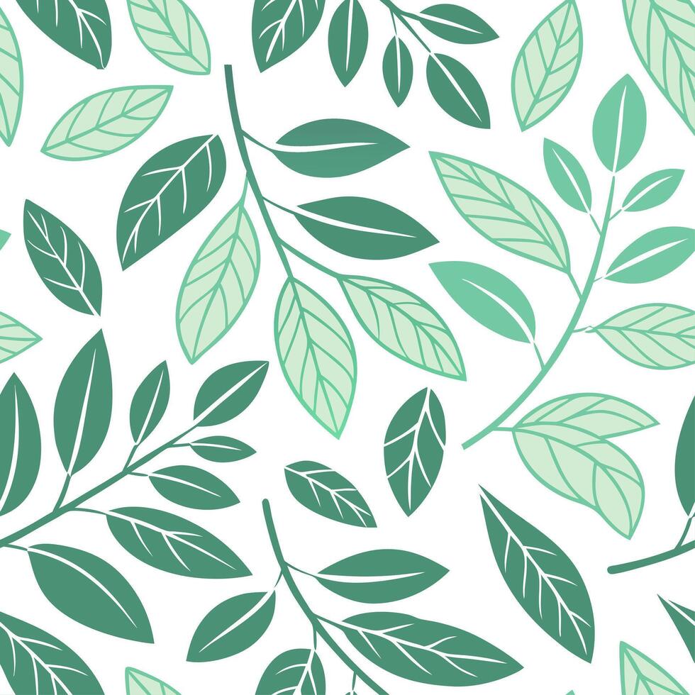 Spring leaves seamless pattern with soft gradients and green tones for fresh natural designs concept as Seamless pattern featuring soft gradient spring leaves in varying shades of Cleans vector