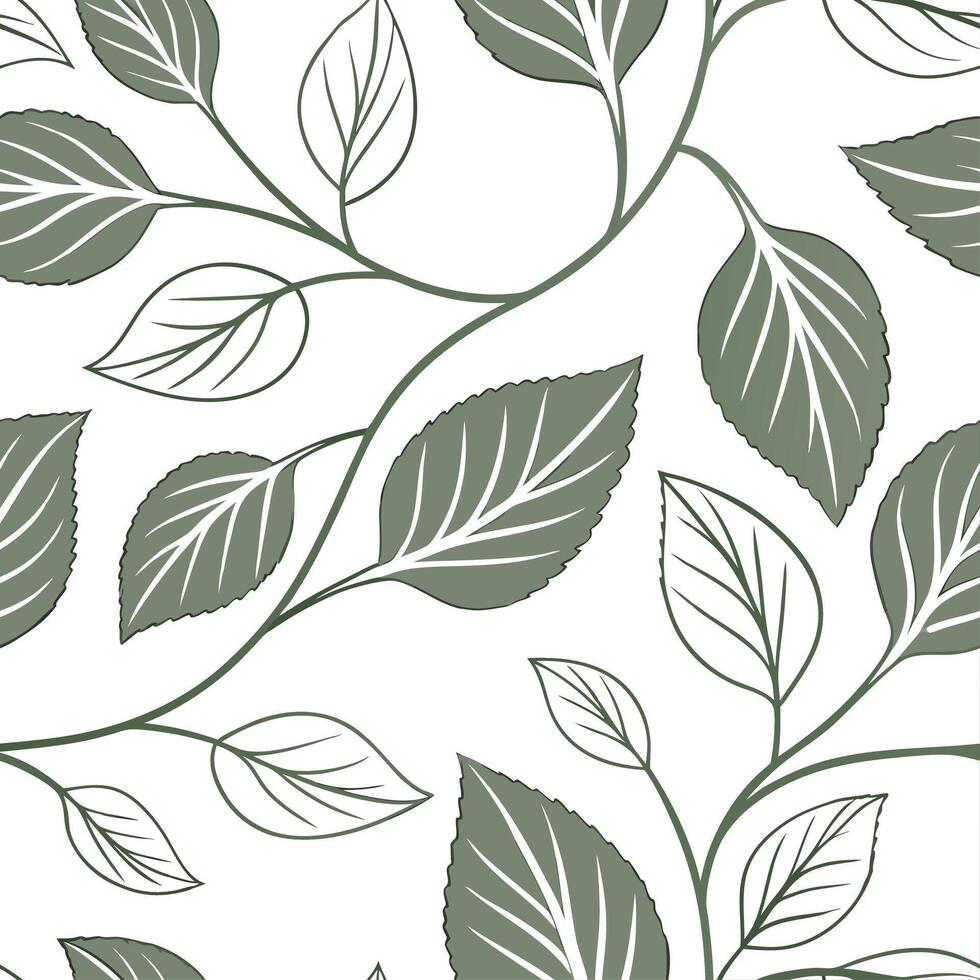 Spring leaves seamless pattern with delicate veins and subtle variations in green for natural elegance concept as Elegant spring leaves pattern with delicate veins and varying gree Cleans vector