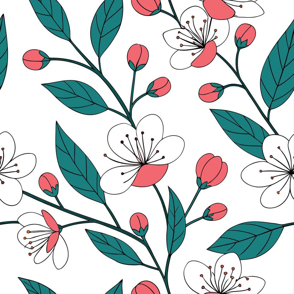 Spring floral seamless pattern with lush petals and a fresh bright color palette perfect for modern designs concept as Lush spring floral pattern featuring vibrant petals and fresh Cleans vector