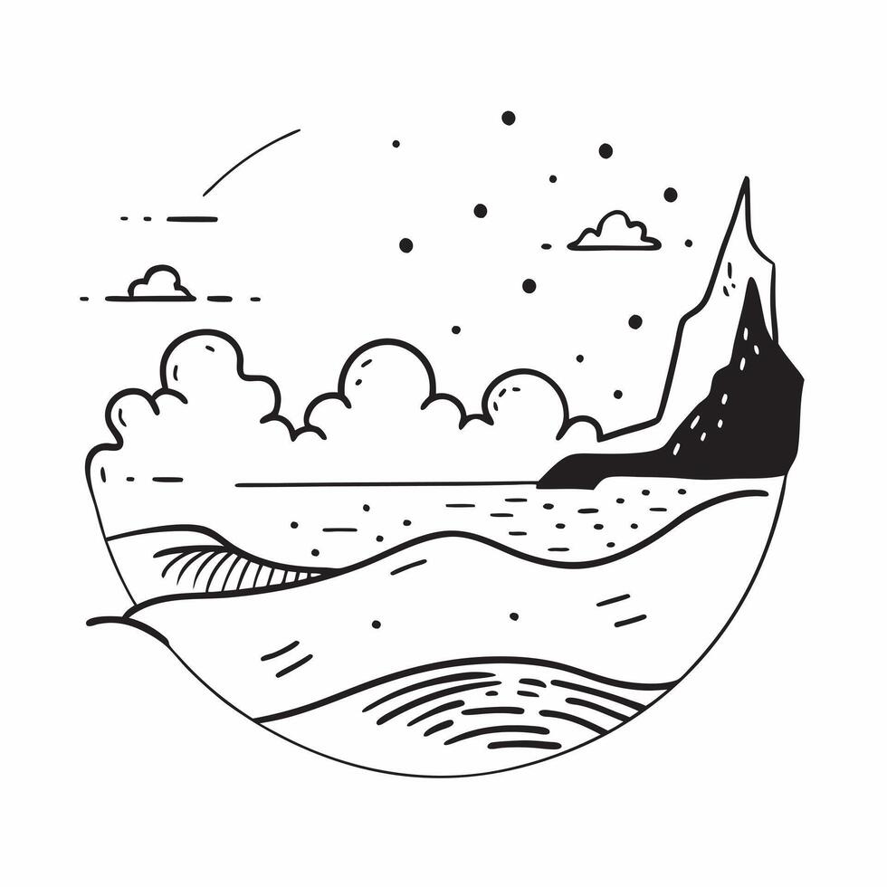 Spring and Autumn Coastline concept as Half tone spring and autumn coastline landscape offering ample space for text or graphics symbolizing renewal and the beauty of the sea in P Cleans vector