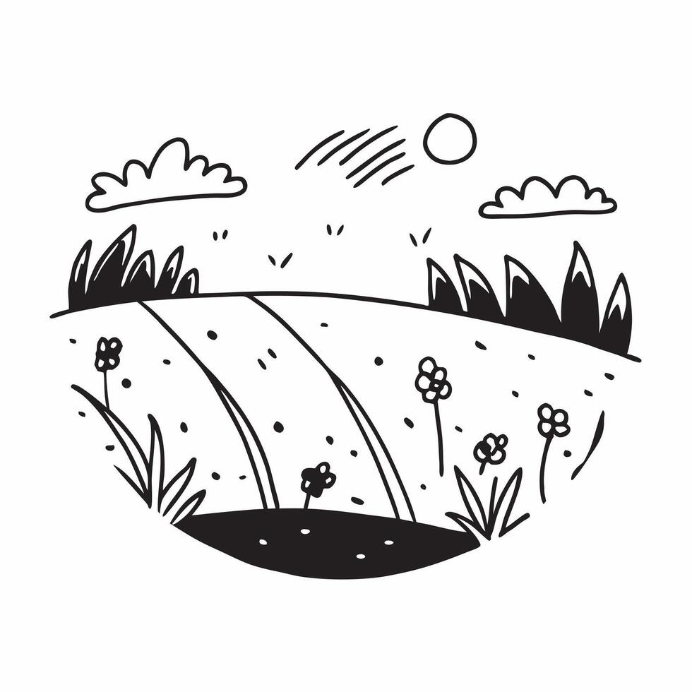Spring and Autumn Field concept as Half tone spring and autumn field landscape offering ample space for text or graphics symbolizing bloom and maturity in Photo Stock Concept Cleans vector