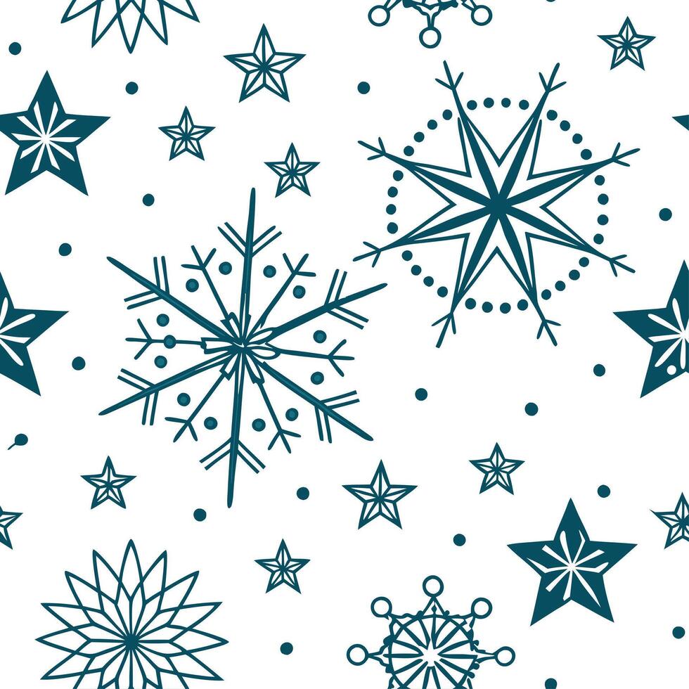 Sparkling Christmas stars and snowflakes seamless tile pattern with luminous winter accents concept as Luminous winter accents with sparkling Christmas stars and snowflakes create Cleans vector
