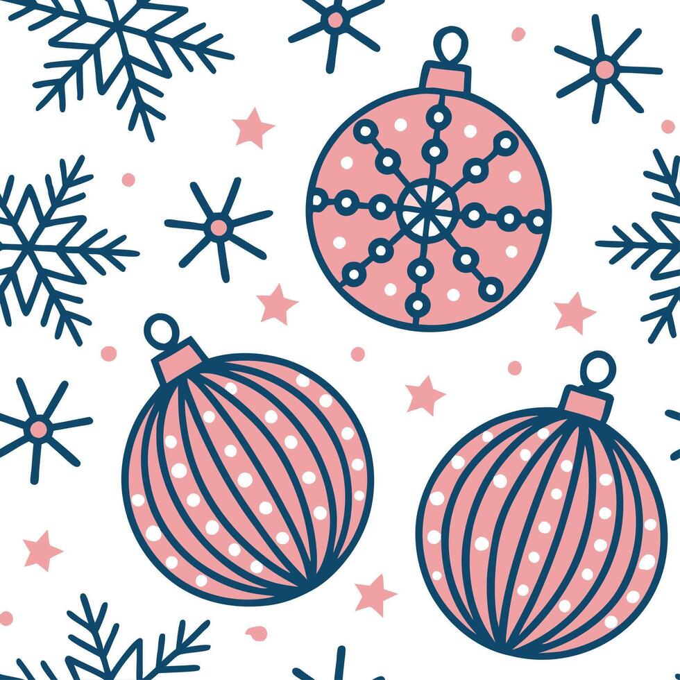 Sparkling Christmas ornaments and snowflakes seamless tile pattern with festive shimmer concept as Festive shimmer with sparkling Christmas ornaments and snowflakes create seamless Cleans vector