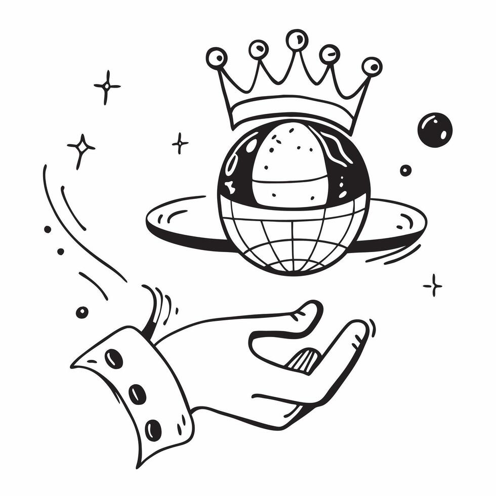 Sovereign Ruler with Crown and Globe concept as An image of a sovereign ruler with a crown and globe set against a whimsical background offering ample space for text or graphics sy Cleans vector