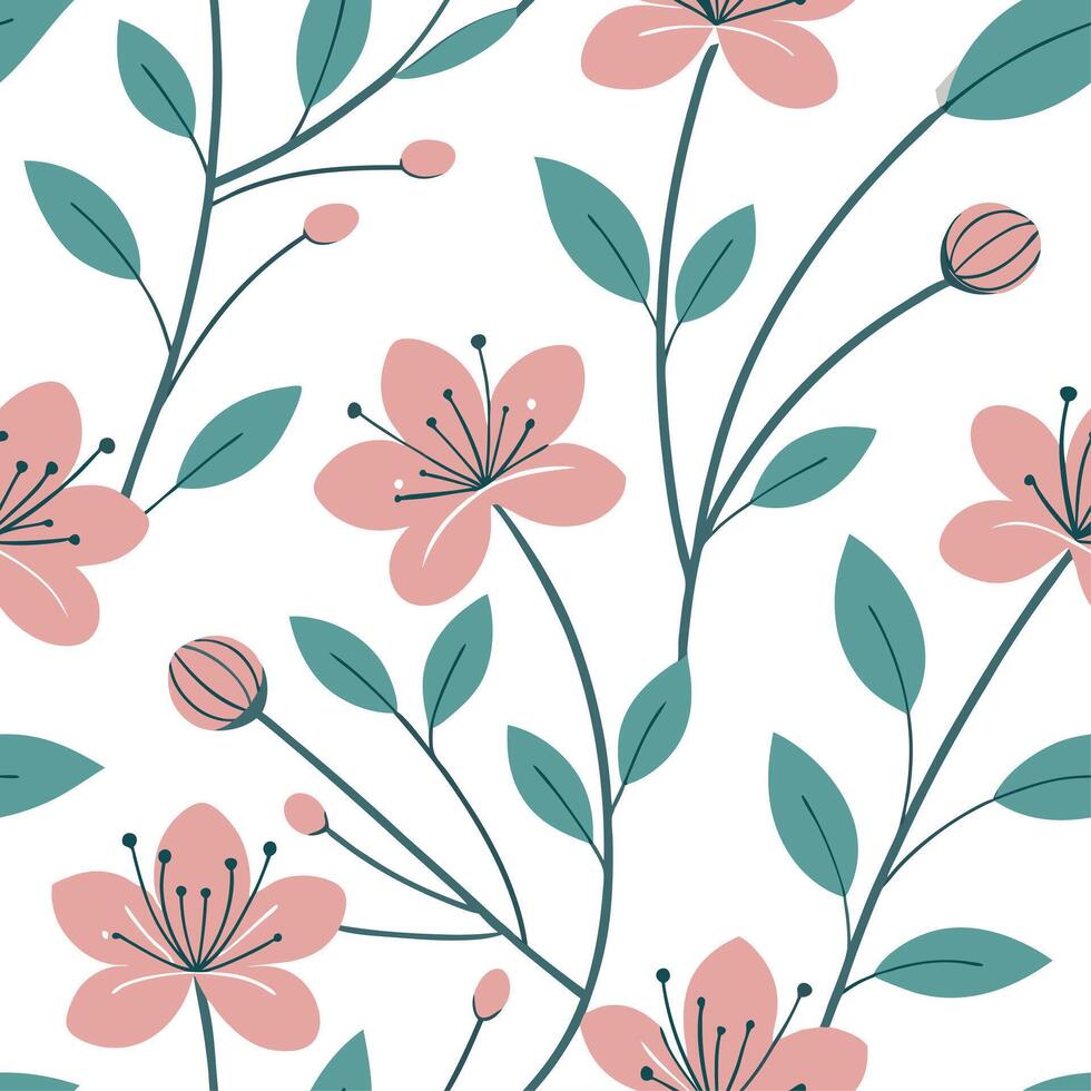 Soft summer flowers seamless pattern with pastel hues and gentle curves for calm soothing spring designs concept as Gentle summer flower pattern with pastel hues and soft curves id Cleans Set 4 vector