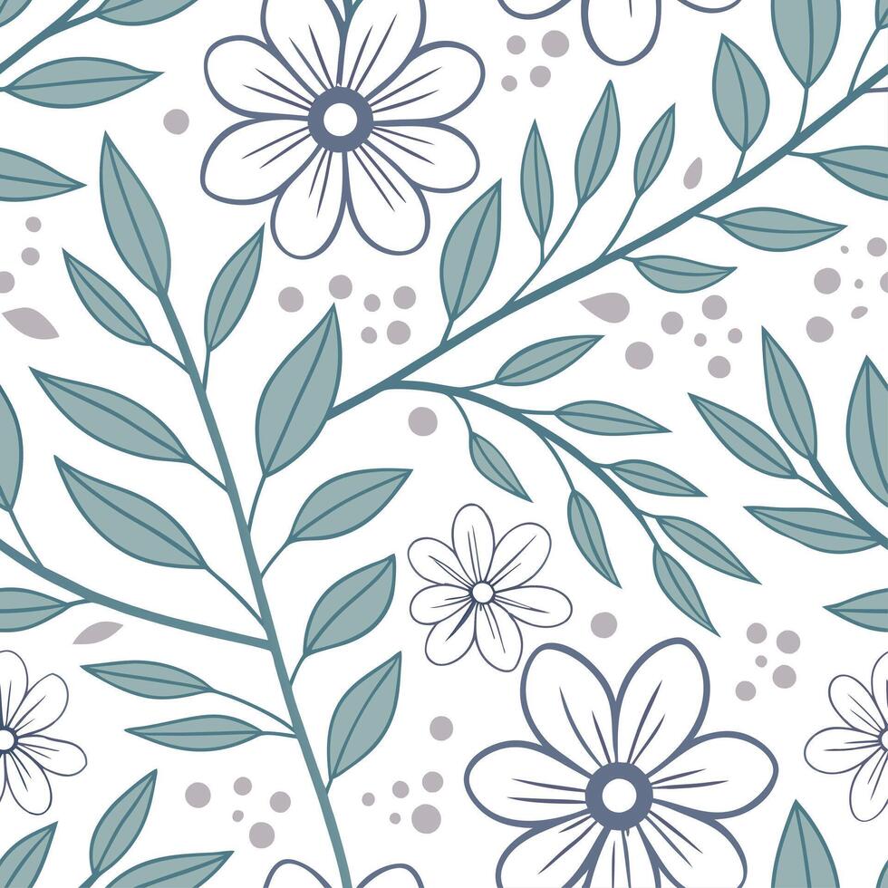 Soft pastel seamless tile pattern with delicate flowers and leafy accents for a calming garden look concept as Delicate flowers and leafy accents arranged seamlessly in soft pastel Cleans vector