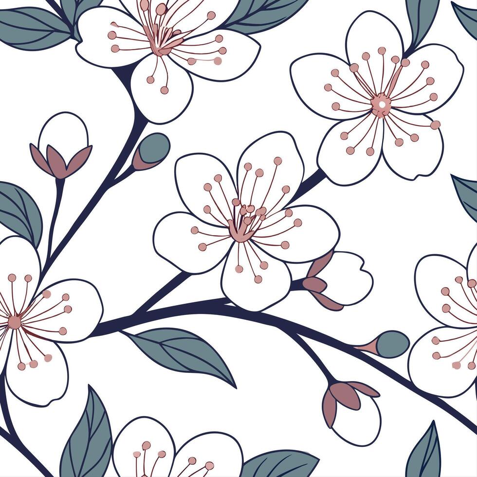 Soft and delicate spring floral seamless pattern with light hues and intricate detailing for refined designs concept as Elegant spring floral pattern featuring soft hues and intric Cleans vector