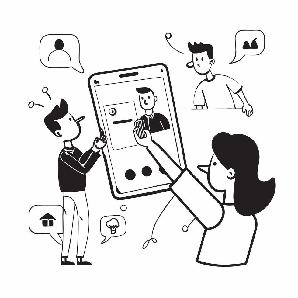 Social media marketer engaging with followers on a smartphone concept as A social media marketer in an office engaging with followers on a smartphone highlighting real time interac Cleans vector