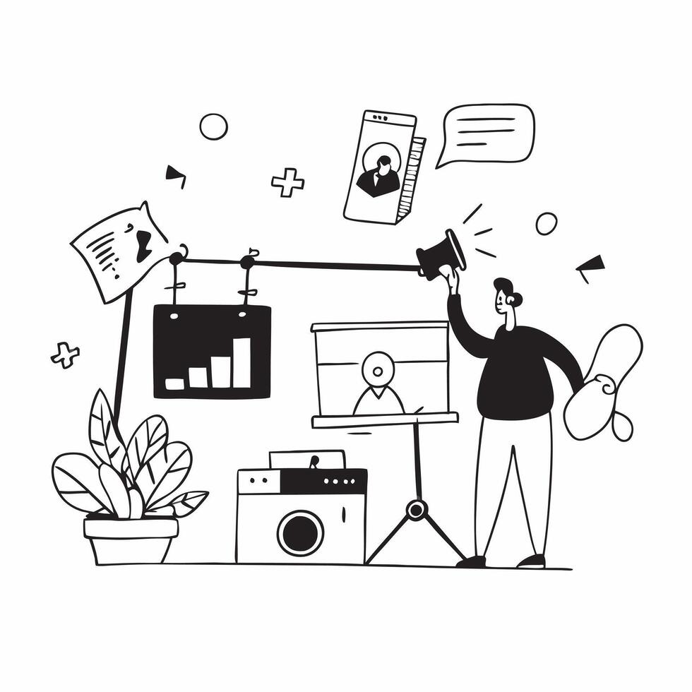 Social media influencer collaborating with brands for campaigns concept as A social media influencer in a home studio collaborating with brands for campaigns using a camera and lig Cleans vector
