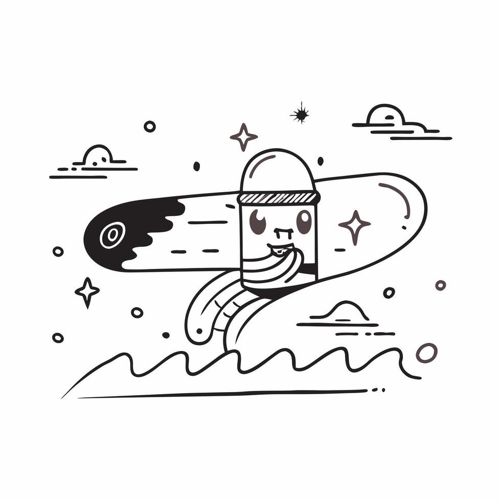 Snowboarder with Snowboard and Goggles on Rainbow Slope concept as Mid shot of a snowboarder with a snowboard and goggles on a rainbow slope The vibrant and colorful setting inclu Cleans vector