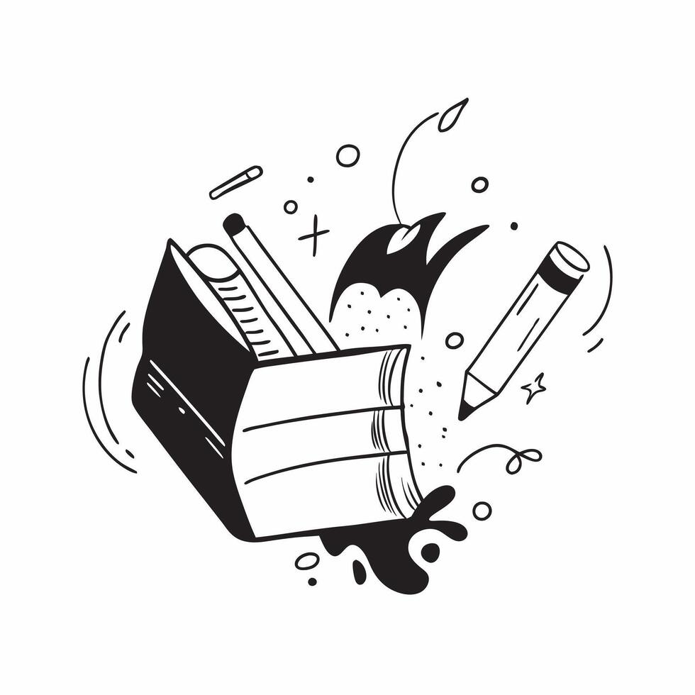 School Supplies with Chalkboard and Books concept as A set of school supplies a chalkboard and books set against a whimsical background offering ample space for text or graphics sy Cleans vector