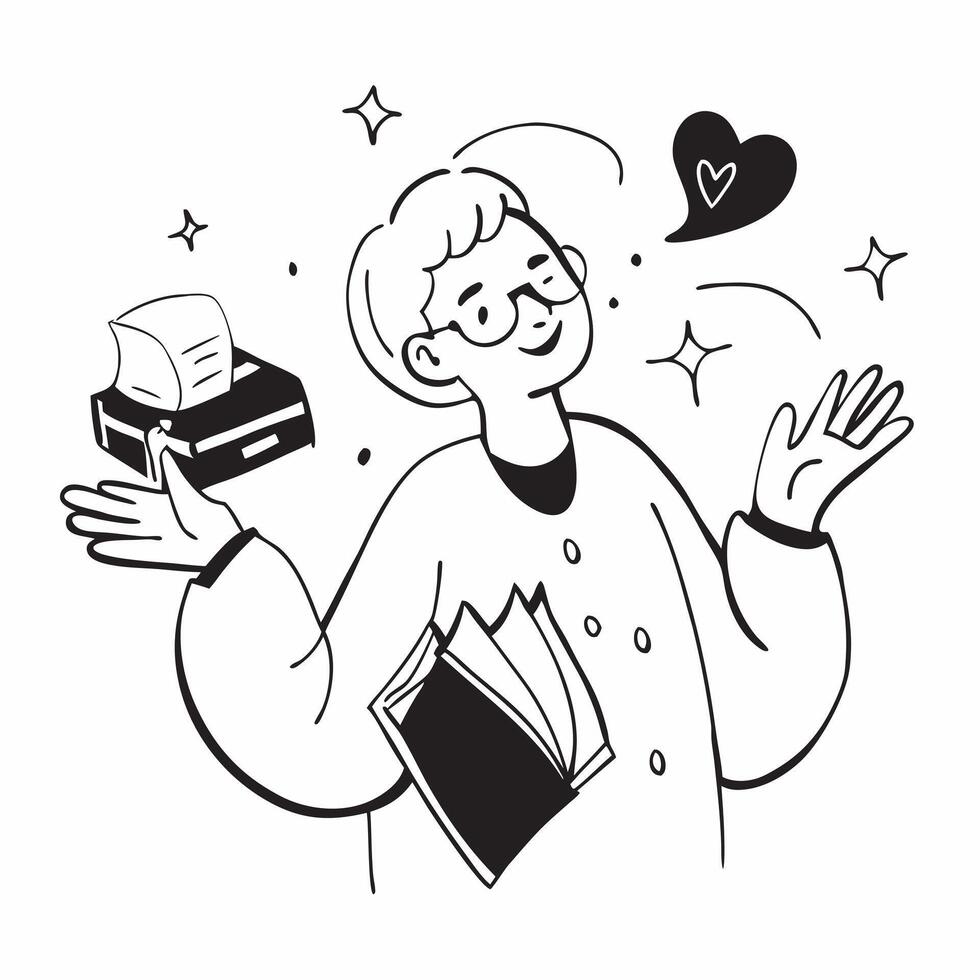 School Counselor with Books and Heart concept as An image of a school counselor with books and a heart symbol set against a whimsical background offering ample space for text or gr Cleans vector