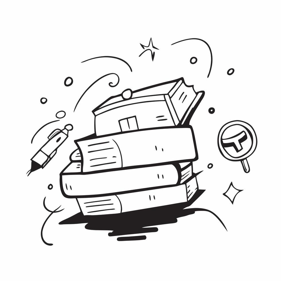 School Bus with Books and Scissors concept as A school bus with a stack of books and scissors set against a whimsical background offering ample space for text or graphics symbolizi Cleans vector