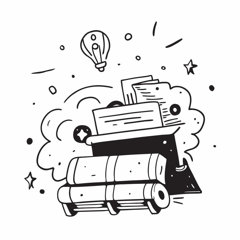 School Bus with Books and Art Supplies concept as A school bus with a stack of books and various art supplies set against a whimsical background offering ample space for text or gr Cleans vector
