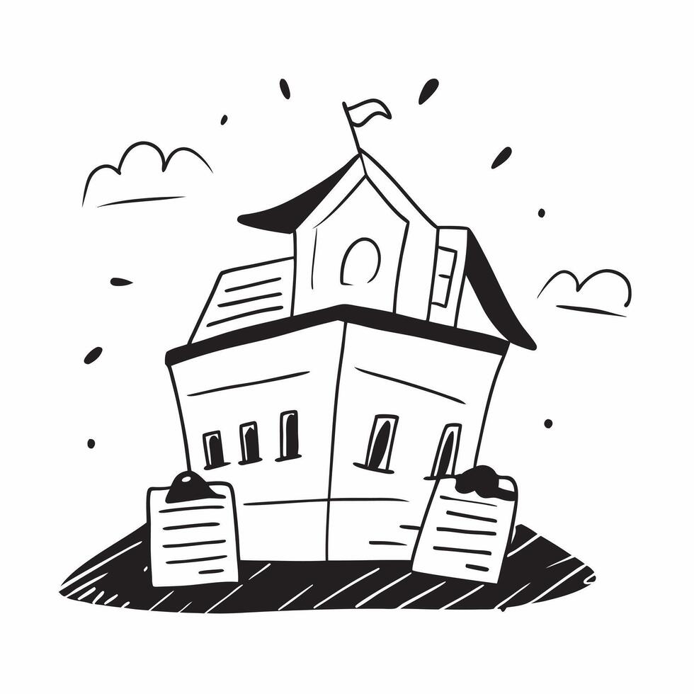 School Building and Principals Office concept as A whimsical school building with a principals office set against a dreamy background offering ample space for text or graphics symb Cleans vector