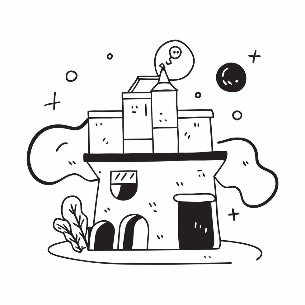 School Building and Science Lab concept as A whimsical school building with a science lab set against a dreamy background offering ample space for text or graphics symbolizing the Cleans vector