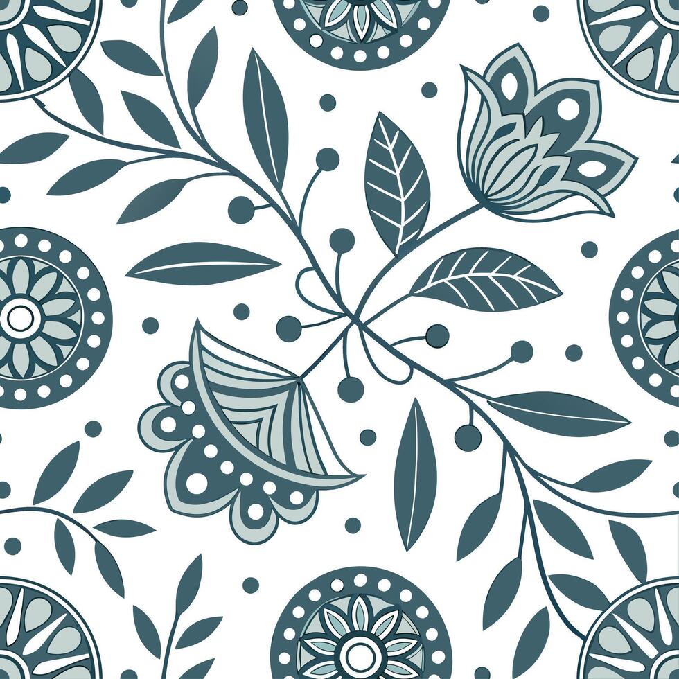 Scandinavian folk patterns and traditional motifs seamless tile pattern with cool neutrals concept as Cool neutrals highlight Scandinavian folk patterns and traditional motifs in s Cleans vector