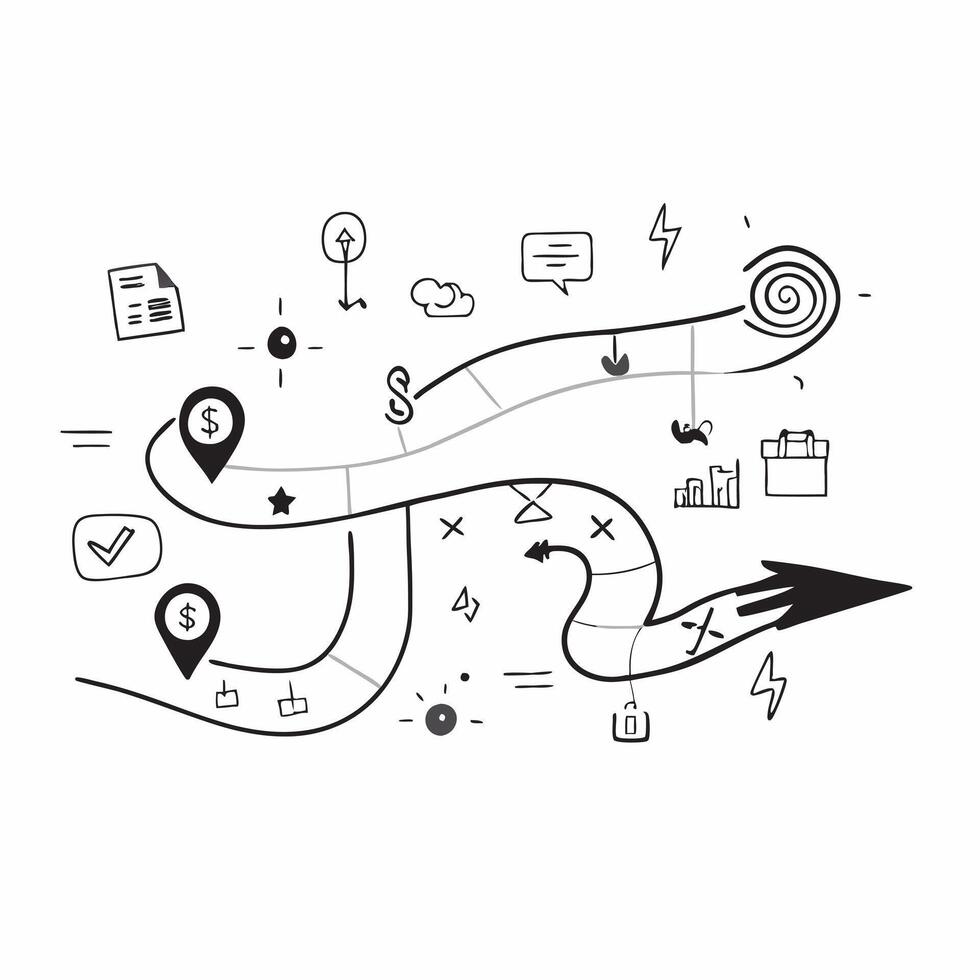 Roadmap illustration with copy space for business reports concept as A visually appealing roadmap illustration with copy space designed to enhance business reports and presentation Cleans Set 2 vector