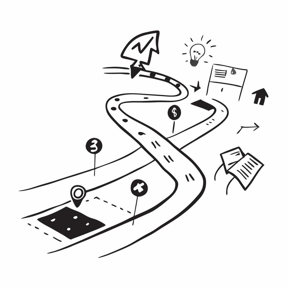 Roadmap illustration with copy space for business reports concept as A visually appealing roadmap illustration with copy space designed to enhance business reports and presentation Cleans vector