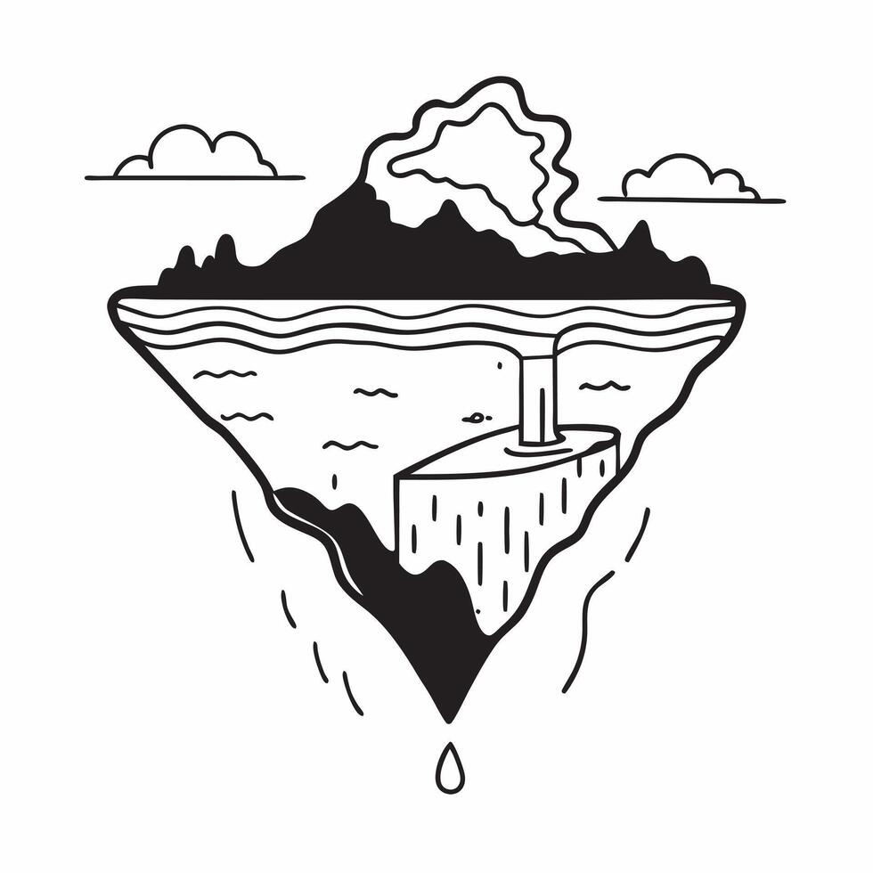 Rising Sea Levels and Rich Coastline concept as A view showing rising sea levels and a rich coastline set against a dreamy background offering ample space for text or graphics symb Cleans vector