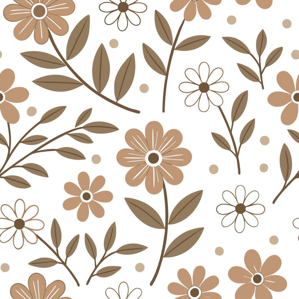 Retro summer flowers seamless pattern with vintage florals and muted earth tones for a nostalgic summer design concept as Nostalgic summer flower pattern with retro florals and mut Cleans vector