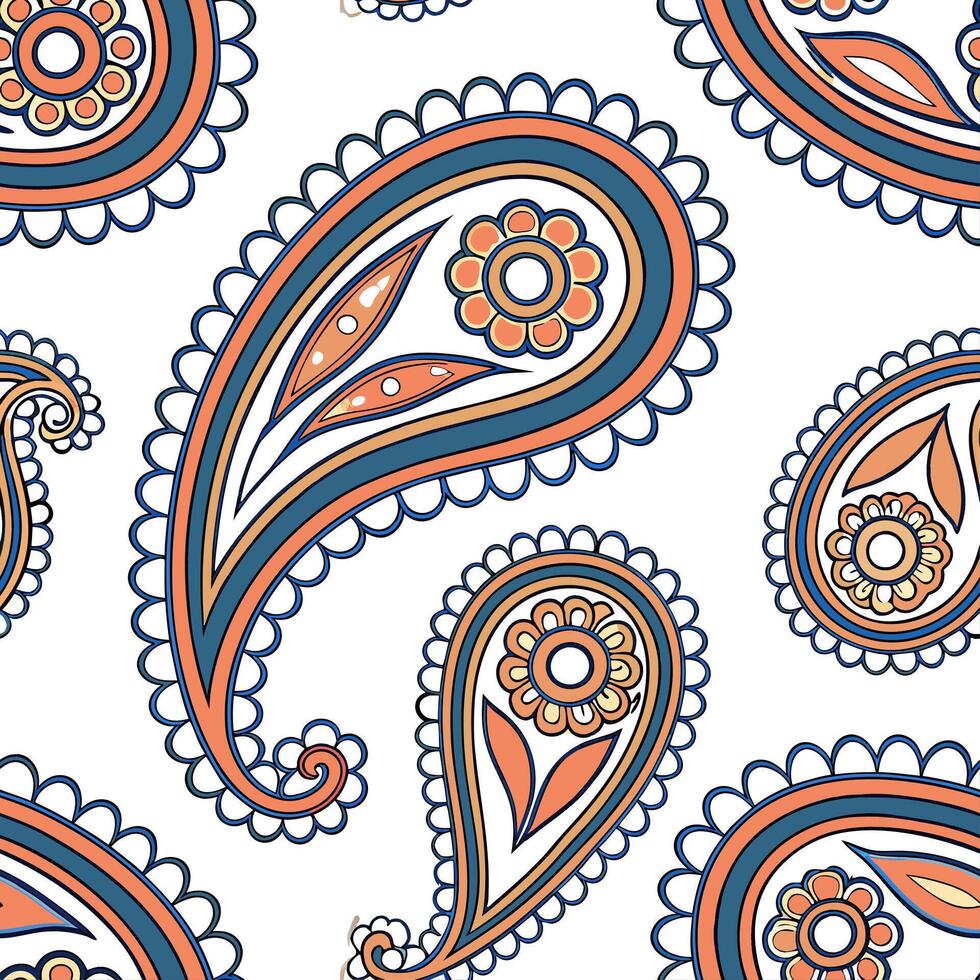 Retro paisley seamless pattern with intricate swirls and rich colors for artistic applications concept as Artistic retro paisley pattern with intricate swirls and rich colors ideal Cleans vector
