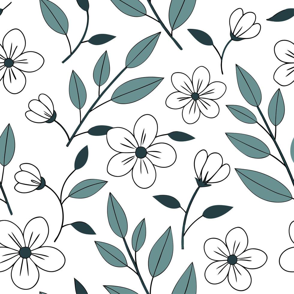 Retro floral seamless pattern with asymmetric design for eclectic spaces concept as Eclectic retro floral elements arranged in an asymmetric seamless pattern for unique interior sp Cleans vector
