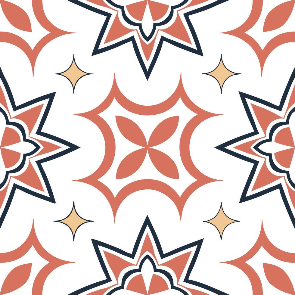 Retro geometric seamless pattern with contrasting colors for bold interiors concept as Bold retro geometric shapes in contrasting colors seamlessly patterned for striking interior Cleans vector