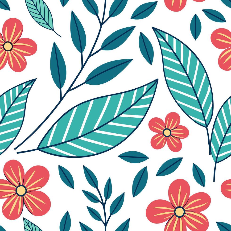 Retro botanical seamless pattern with bold colors for lively interiors concept as Vibrant botanical elements in a retro seamless pattern bringing energy and life to interiors in P Cleans vector