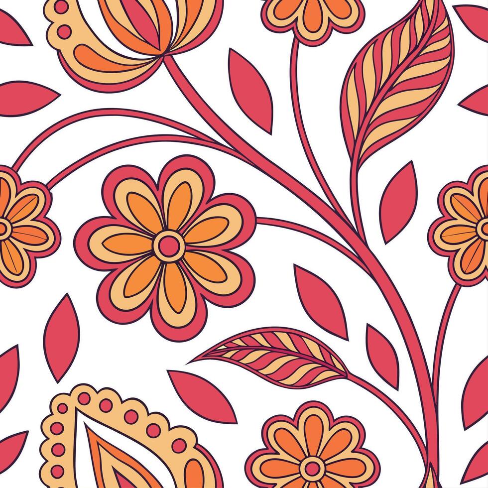Retro abstract floral seamless pattern with bold colors and dynamic shapes for vibrant designs concept as Vibrant retro abstract floral pattern with bold colors and dynamic shapes Cleans vector