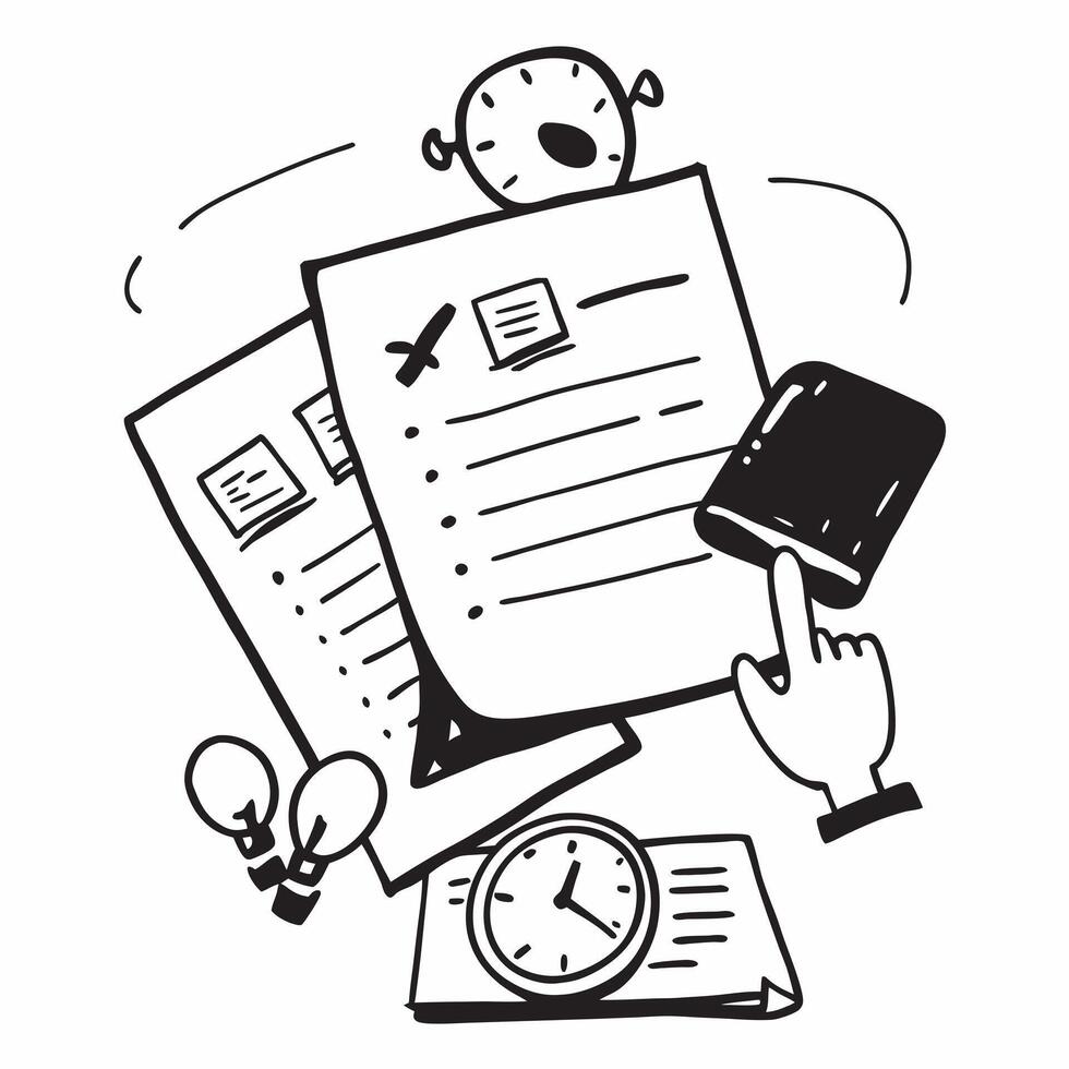 Project manager with delayed project report concept as A project managers profile blended with a delayed project report symbolizing the frustration of missed deadlines Ideal for b Cleans vector
