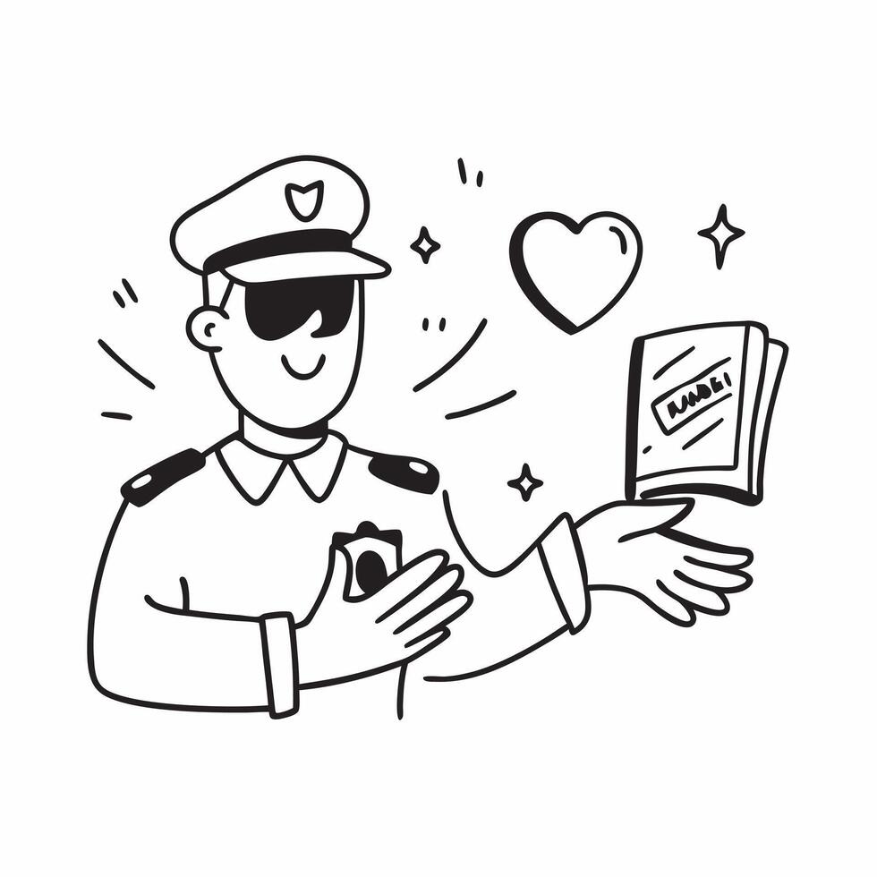 Police Officer with Badge and Heart concept as An image of a police officer with a badge and heart symbol set against a dreamy background offering ample space for text or graphics Cleans vector