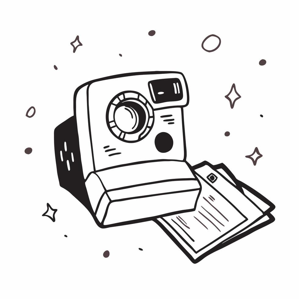 Polaroid Camera with Obsolete Certificate and Instant Photos concept as A Polaroid camera with an obsolete certificate and instant photos set against a dreamy background offering a Cleans vector