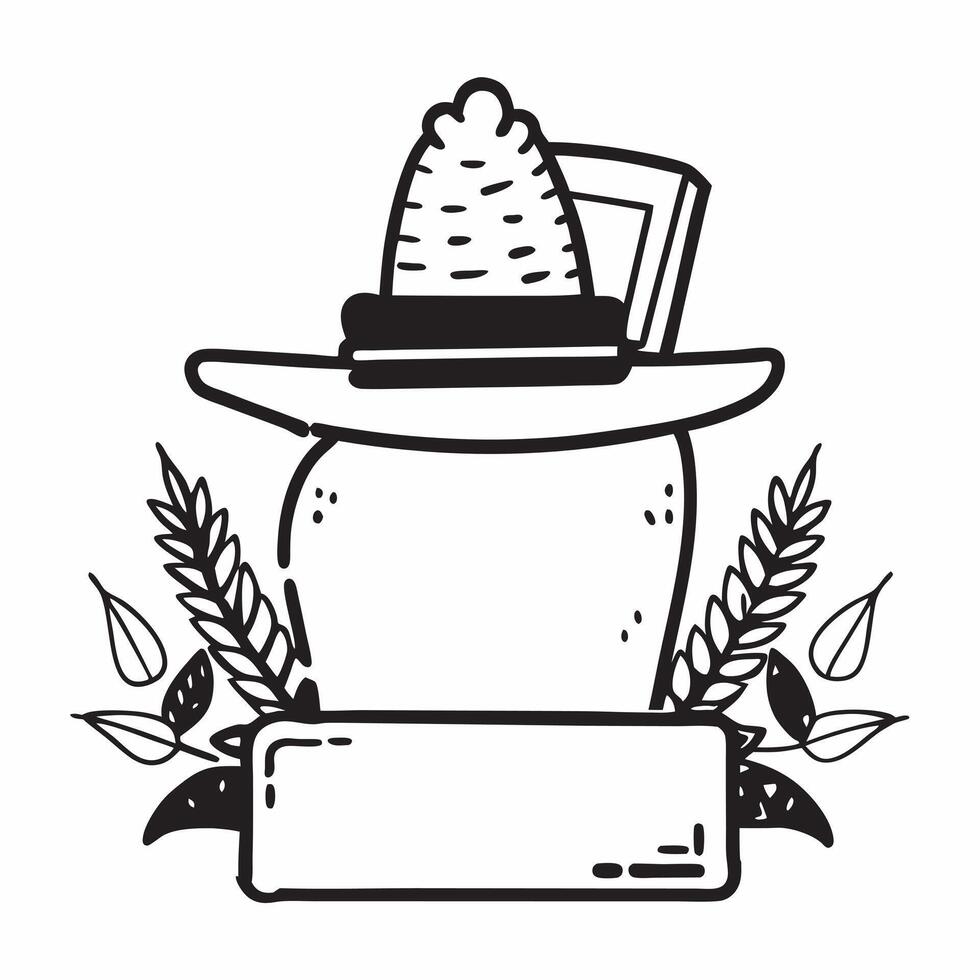 Pilgrim hat and corn stalks on a table with copy space concept as A table featuring a Pilgrim hat and corn stalks symbolizing Thanksgiving tradition with plenty of blank space for Cleans vector
