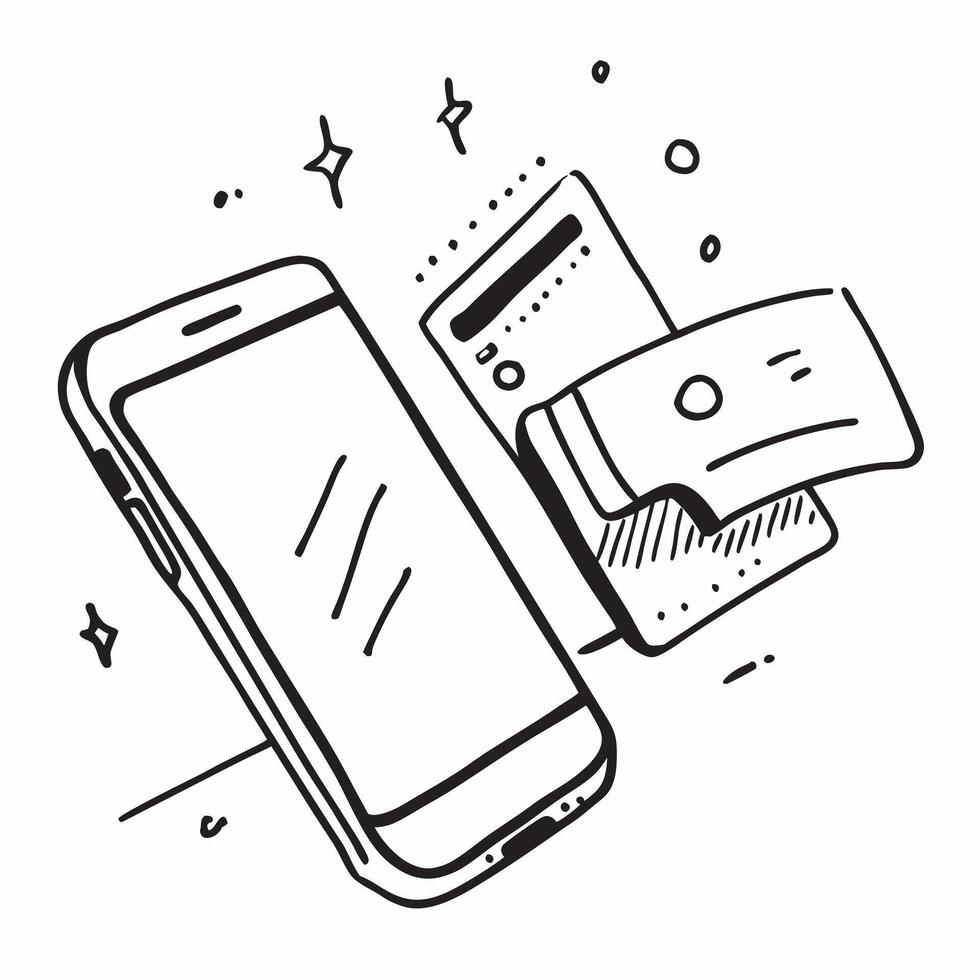 Phone and Credit Card on Blank Surface concept as A smartphone and credit card placed together on a blank surface with space for text or additional design elements in Photo Stock Cleans vector