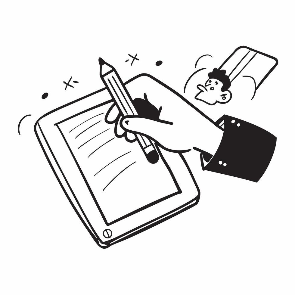 Person with Tablet and Stylus for Design Service concept as A person using a tablet and stylus set against a Cleans background offering ample space for text or graphics symbolizing Cleans vector