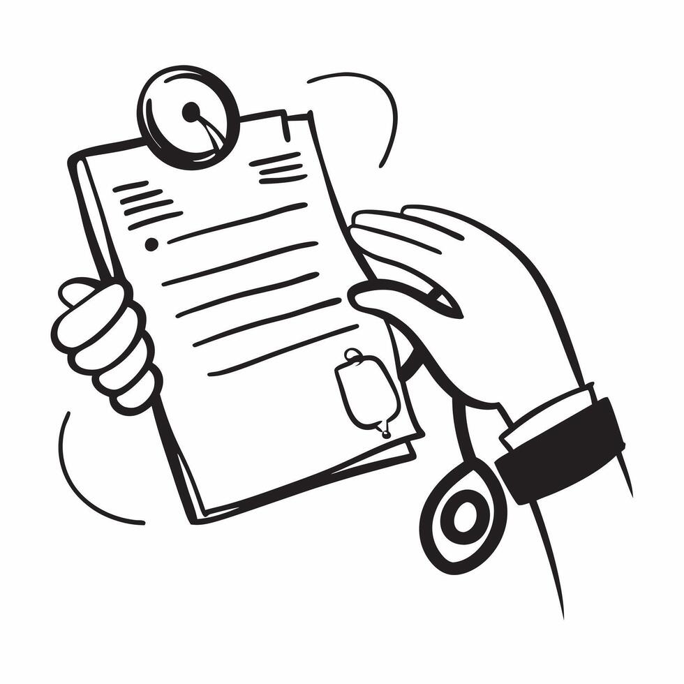 Person with Stethoscope and Medical Chart for Health Service concept as A person holding a stethoscope and medical chart set against a blank background providing space for text or Cleans Set 2 vector