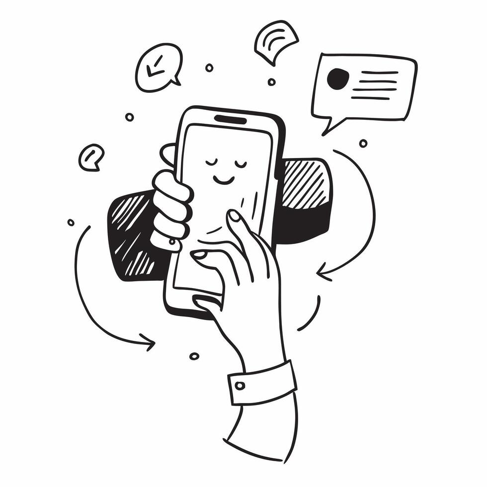 Person with Phone and Friendly Support Service concept as A person holding a phone providing friendly support service set against a blank background offering space for text or grap Cleans vector