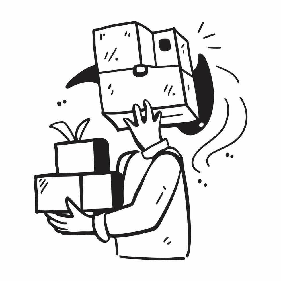 Person with Packages and Efficient Delivery Service concept as A person handling packages symbolizing efficient delivery service set against a Cleans background with space for text Cleans vector