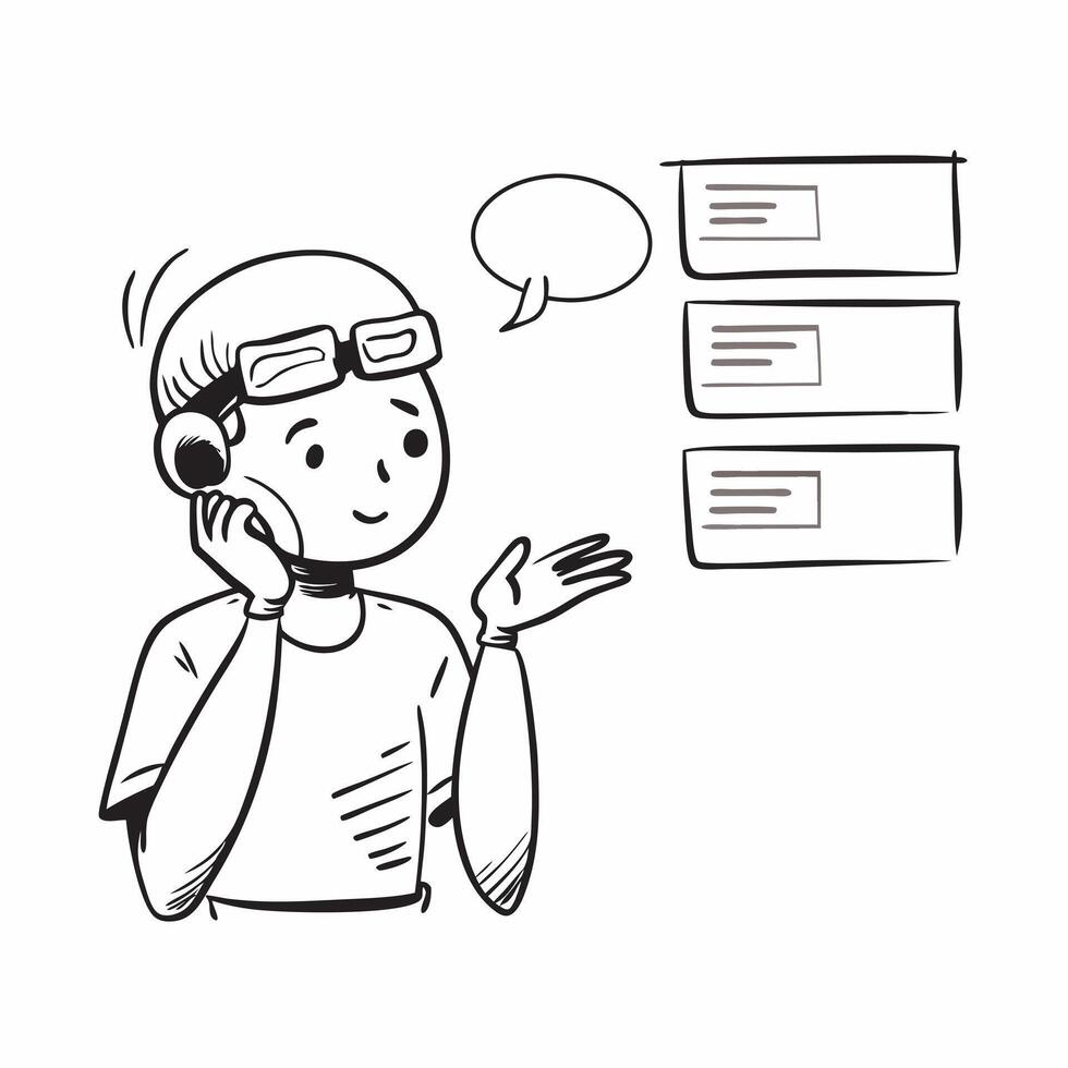 Person with Headset and Responsive Customer Service concept as A person wearing a headset providing responsive customer service set against a blank background with ample space for Cleans vector