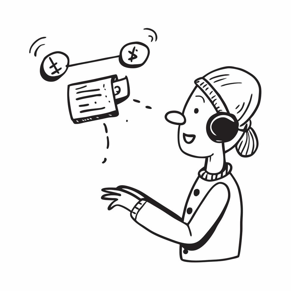 Person with Headset and Efficient Service Delivery concept as A person wearing a headset providing efficient service delivery set against a blank background offering space for text Cleans vector