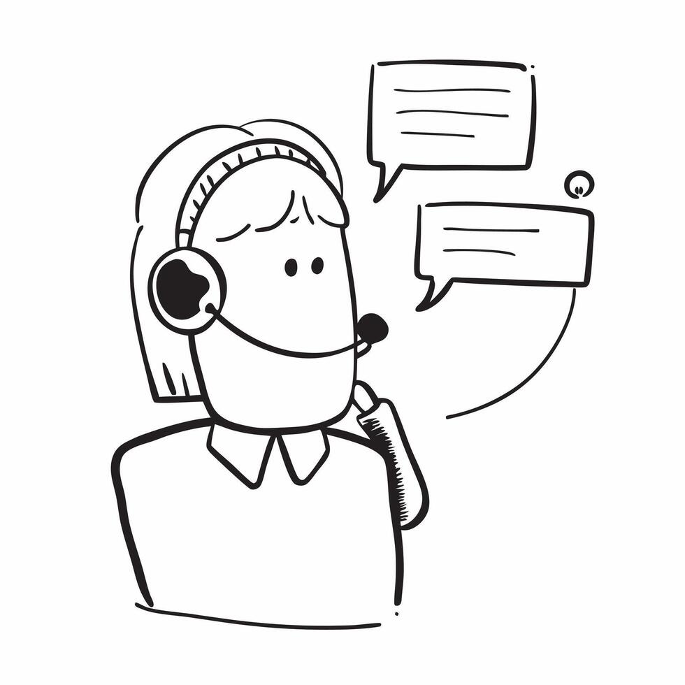 Person with Headset and Efficient Customer Communication concept as A person wearing a headset providing efficient customer communication set against a blank background offering sp Cleans vector