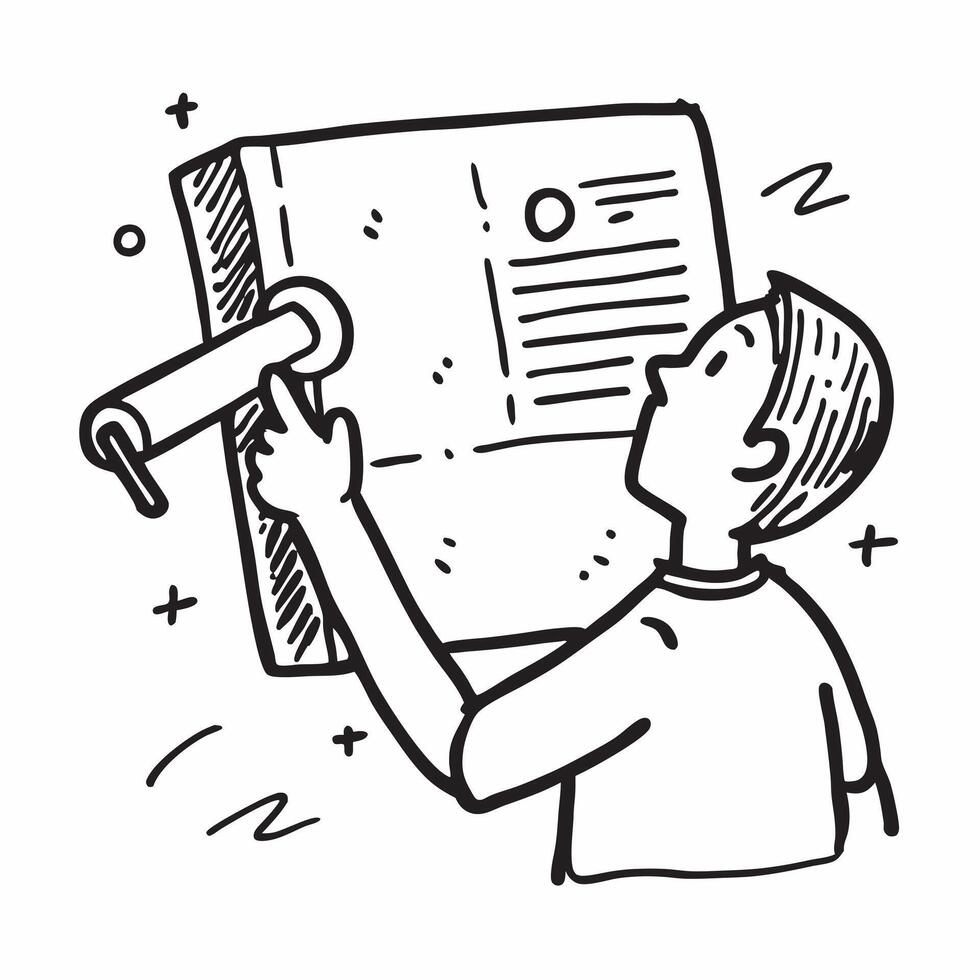 Person with Hammer and Blueprint for Building Service concept as A person holding a hammer and blueprint set against a blank background providing space for text or graphics symboli Cleans Set 2 vector