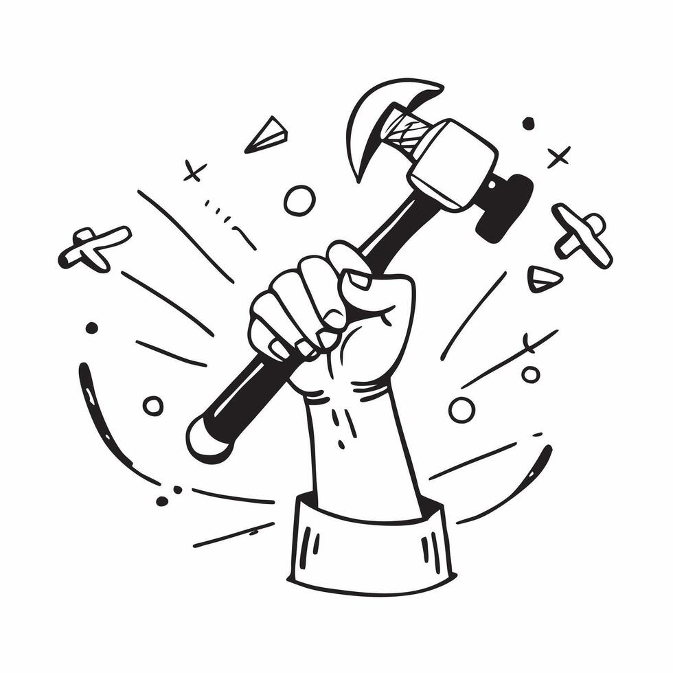 Person with Hammer and Nails for Construction Service concept as A person holding a hammer and nails set against a Cleans background offering space for text or graphics symbolizing Cleans vector