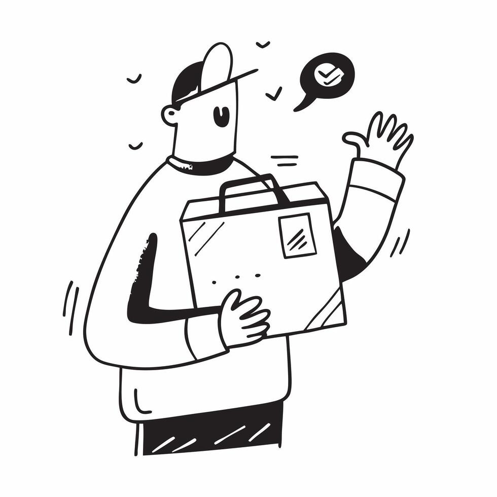 Person with Delivery Box and Professional Courier Service concept as A person holding a delivery box symbolizing professional courier service set against a Cleans background with sp Cleans vector