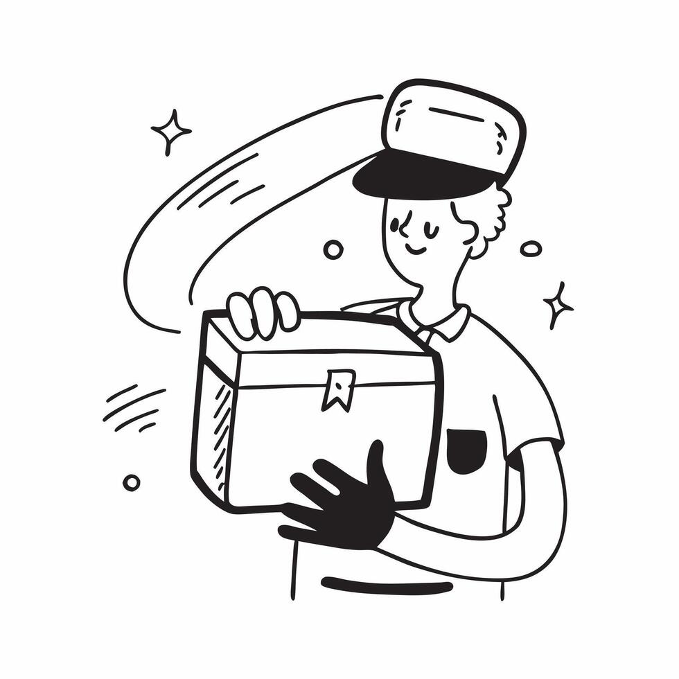 Person with Delivery Bag and Timely Courier Service concept as A person holding a delivery bag symbolizing timely courier service set against a Cleans background offering space for Cleans vector
