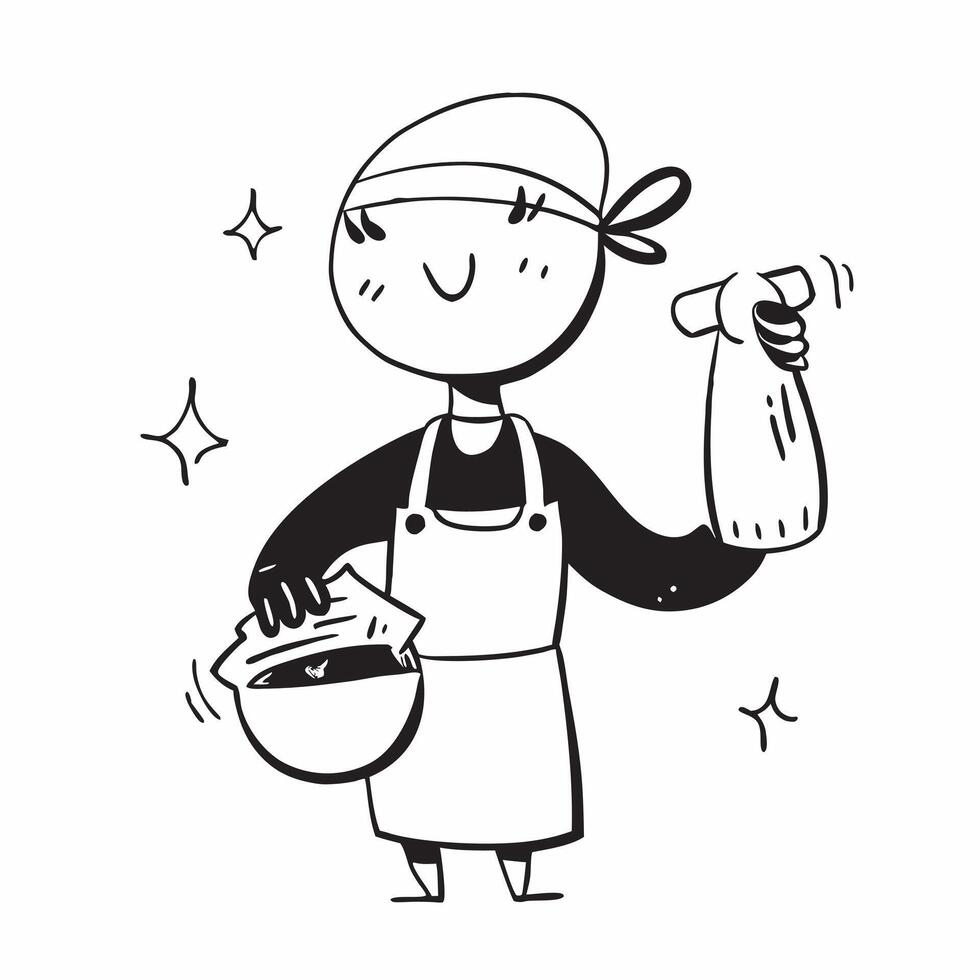 Person with Cleansing Supplies and Smiling Service concept as A person holding Cleansing supplies with a bright smile set against a Cleans background offering space for text or graphi Cleans Set 3 vector