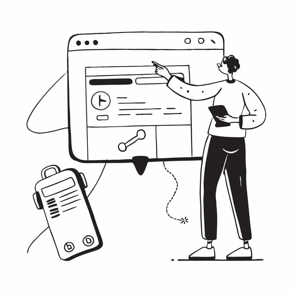 Person with a virtual travel assistant itinerary app and chatbot overlay symbolizing AI in travel planning with copy space concept as A person intertwined with a virtual travel as Cleans vector