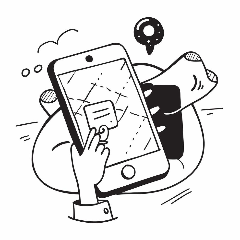 Person with a travel app urban commute and navigation overlay symbolizing tech savvy urban commuting with copy space concept as A person intertwined with a travel app urban commut Cleans vector