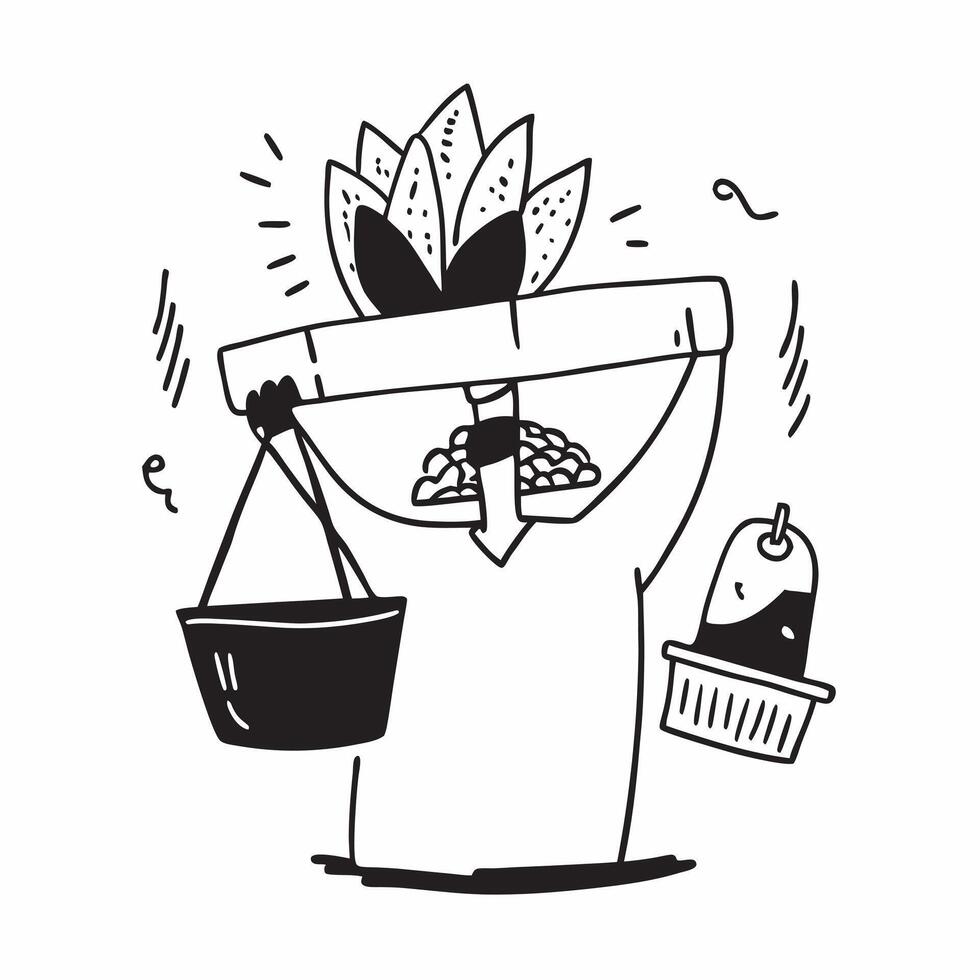 Person with a traditional marketplace spices and crafts overlay symbolizing exotic cultural travel with copy space concept as A person intertwined with a traditional marketplace s Cleans vector